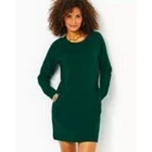 Lilly Pulitzer Beach Comber Long Sleeve Dress Sweatshirt Crew Neck Green XL